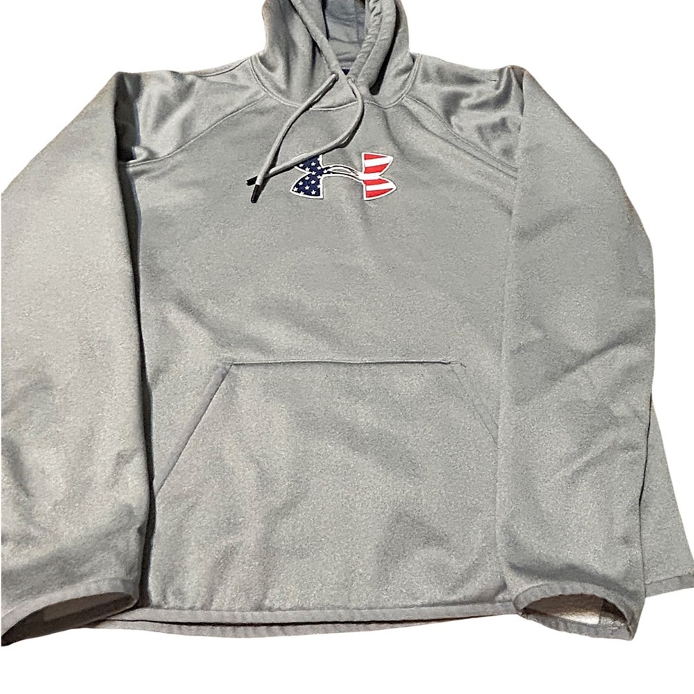 Under Armour Gray USA Flag Logo Hoodie Large - Picture 9 of 15